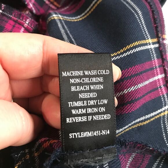 Wet Seal Plaid Three Button Smocked Waist Peplum Preppy Academia Top Sz XL - Picture 12 of 14